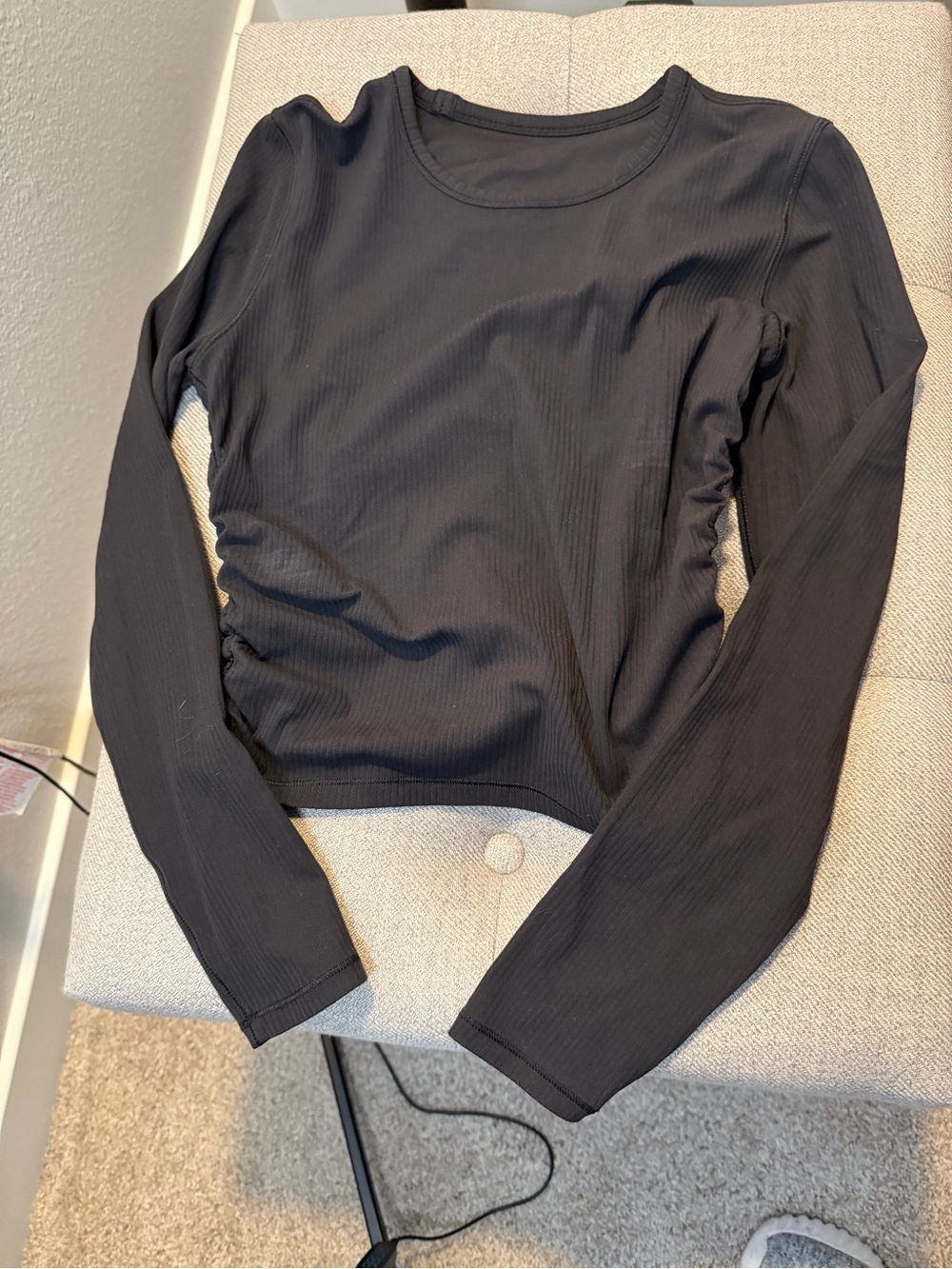 lululemon athletica Black Ribbed Long Sleeve Crew